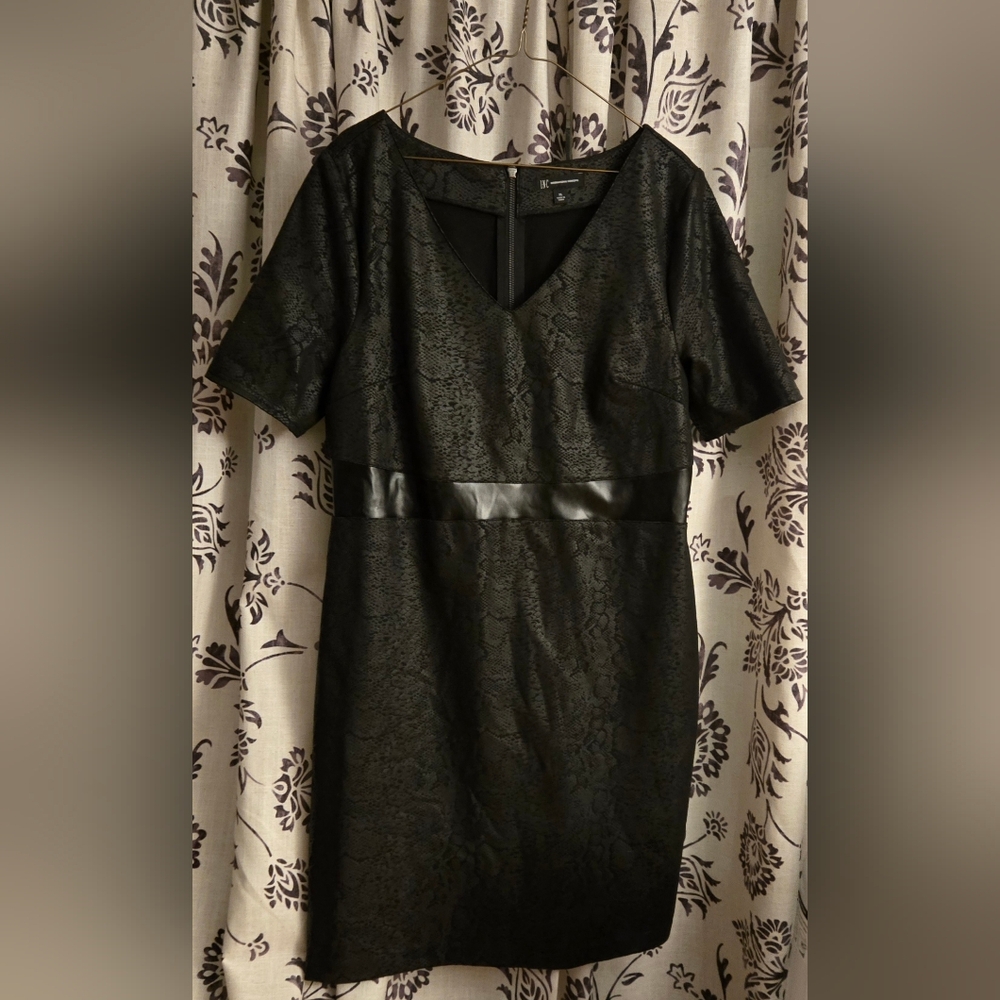 INC International Concepts Black V-Neck Dress